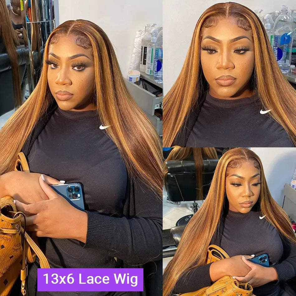 Highlight Glue less Wig Human Hair Ready To Wear And Go For Women 13x6