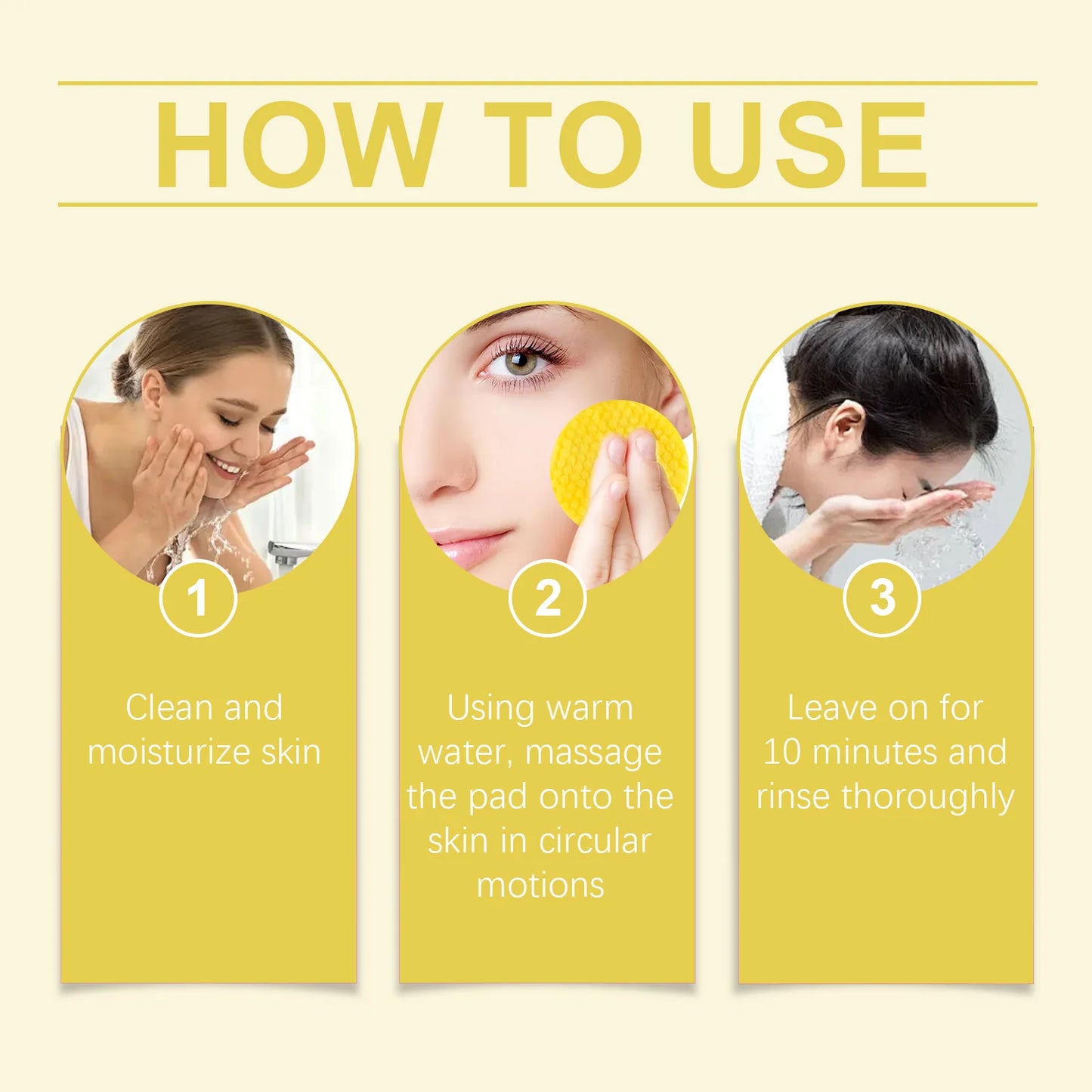 60pcs Kojic Acid Turmeric Exfoliating Cleansing Pads Glow Facial Wash Remove Dead Skin Acne Melanin Hydrate Face Pads