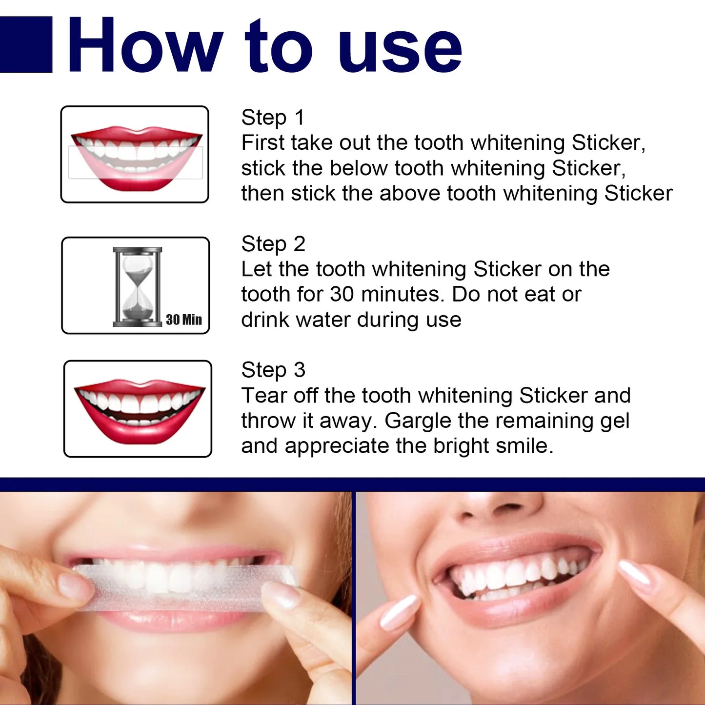Teeth Whitening Strips Oral Hygiene Care Dental Bleaching Tooth Brightener