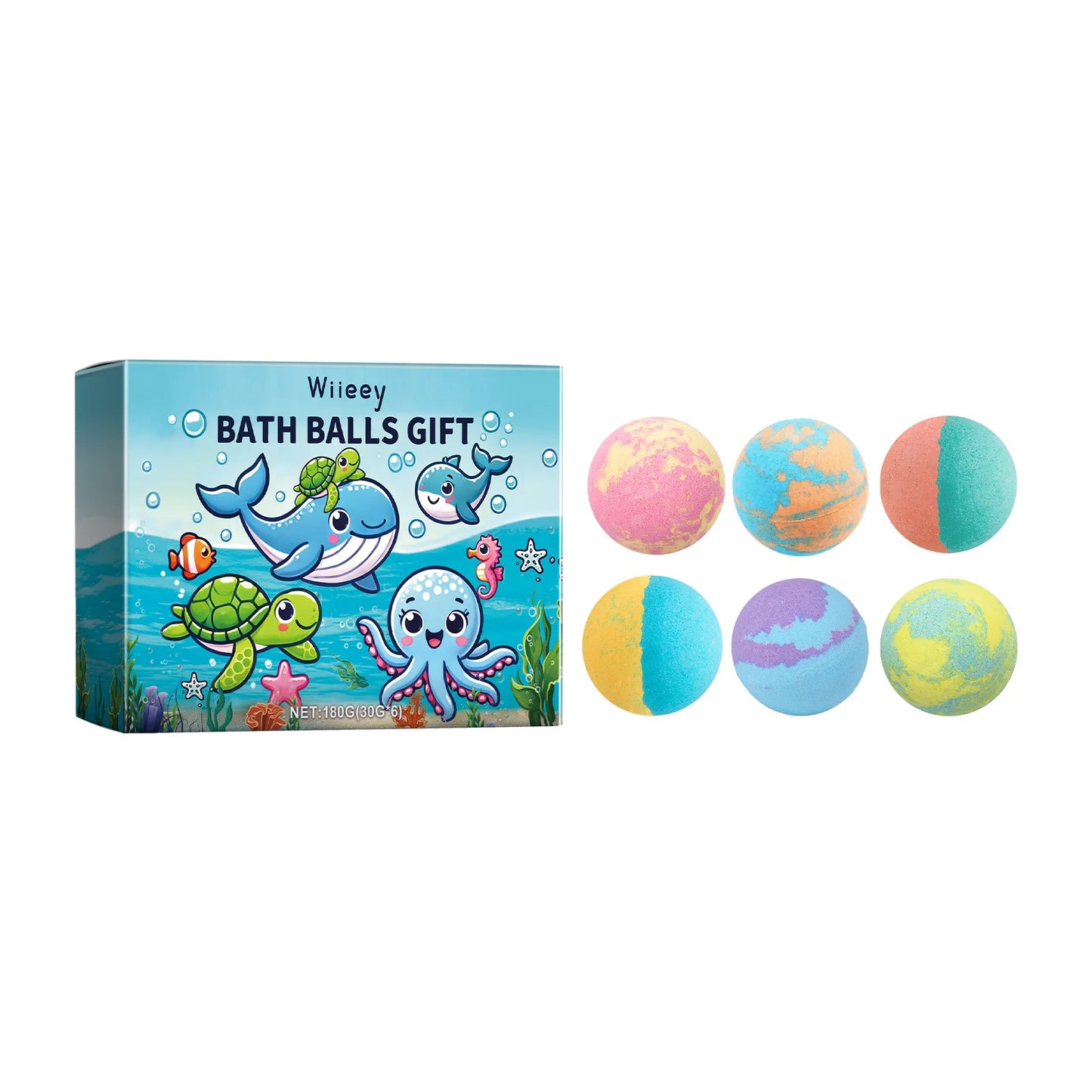 Wiieey 30gx6 Lasting Fragrance Bath Bomb Salt Nourish Floral Scent Body Wash Cleansing Spa Relaxing Exfoliating Skin Shower Ball
