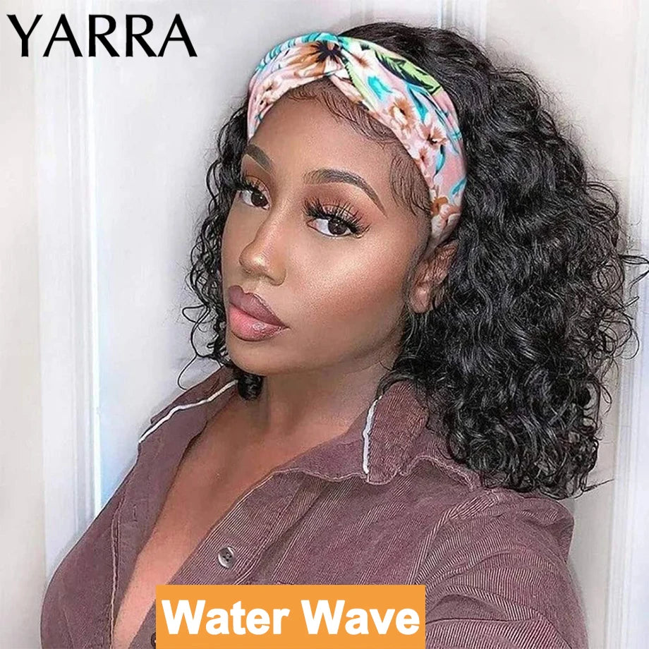Brazilian Kinky Curly Headband Wigs Human Hair 8-30 Inch Remy Kinky Curly Human Hair Wigs For Women Easy to Wear 180% Yarra Hair