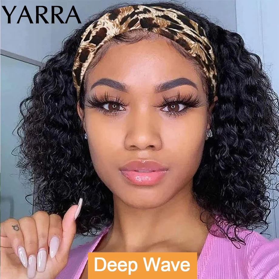 Brazilian Kinky Curly Headband Wigs Human Hair 8-30 Inch Remy Kinky Curly Human Hair Wigs For Women Easy to Wear 180% Yarra Hair