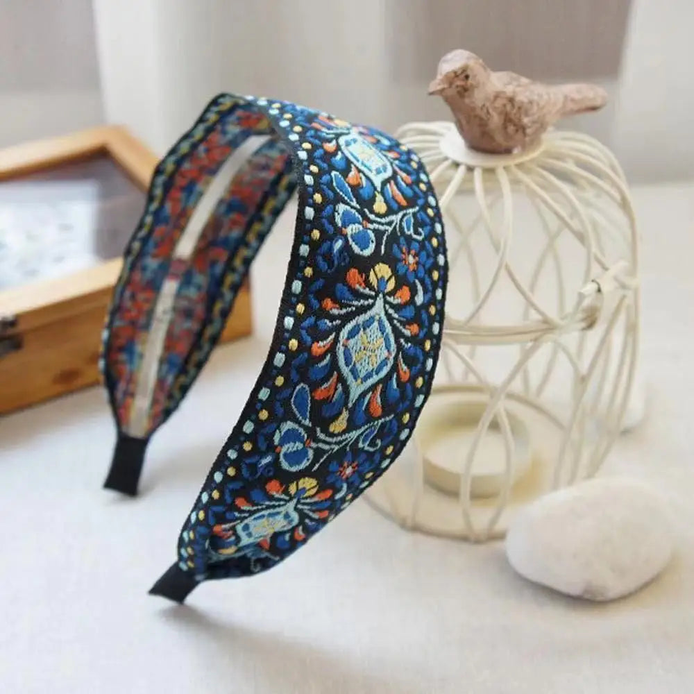 New Boho Flower Print Wide Headbands Vintage Hair Accessories