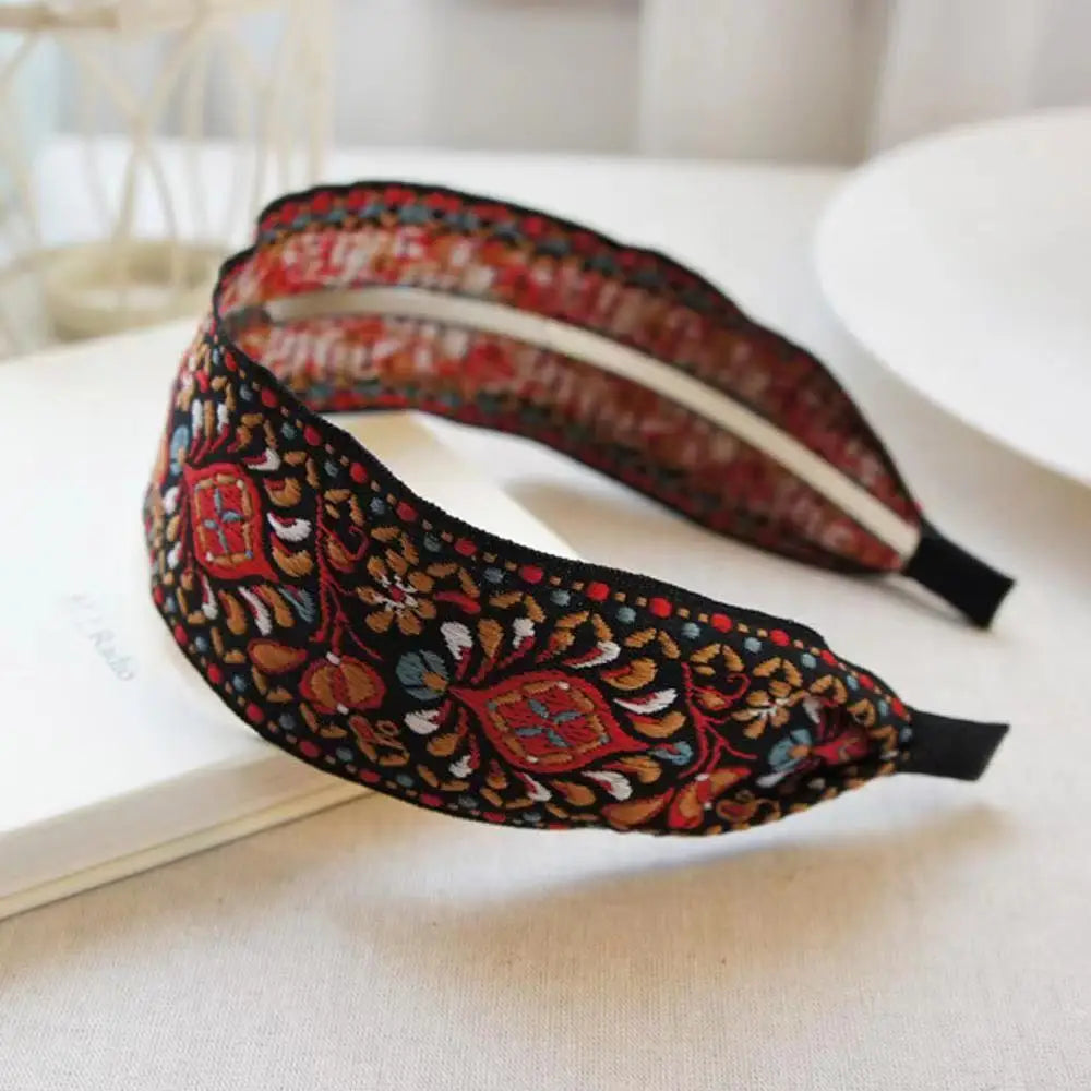 New Boho Flower Print Wide Headbands Vintage Hair Accessories