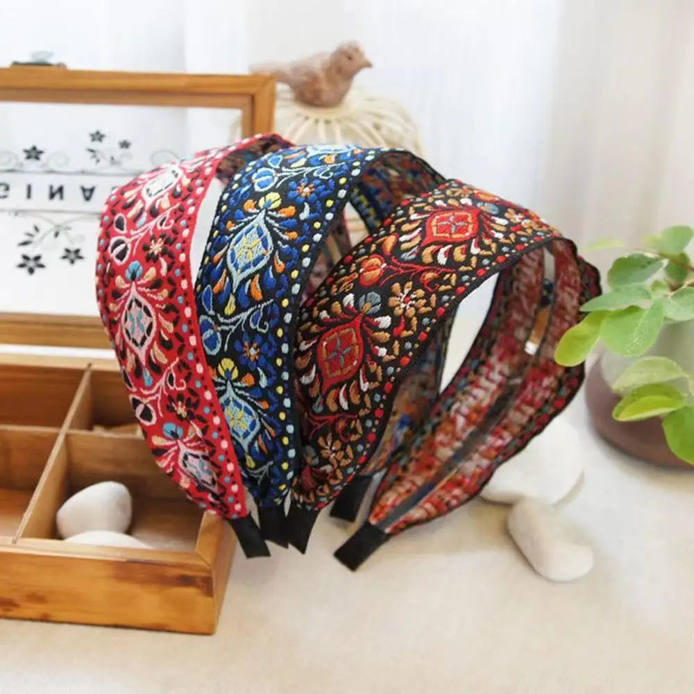 New Boho Flower Print Wide Headbands Vintage Hair Accessories