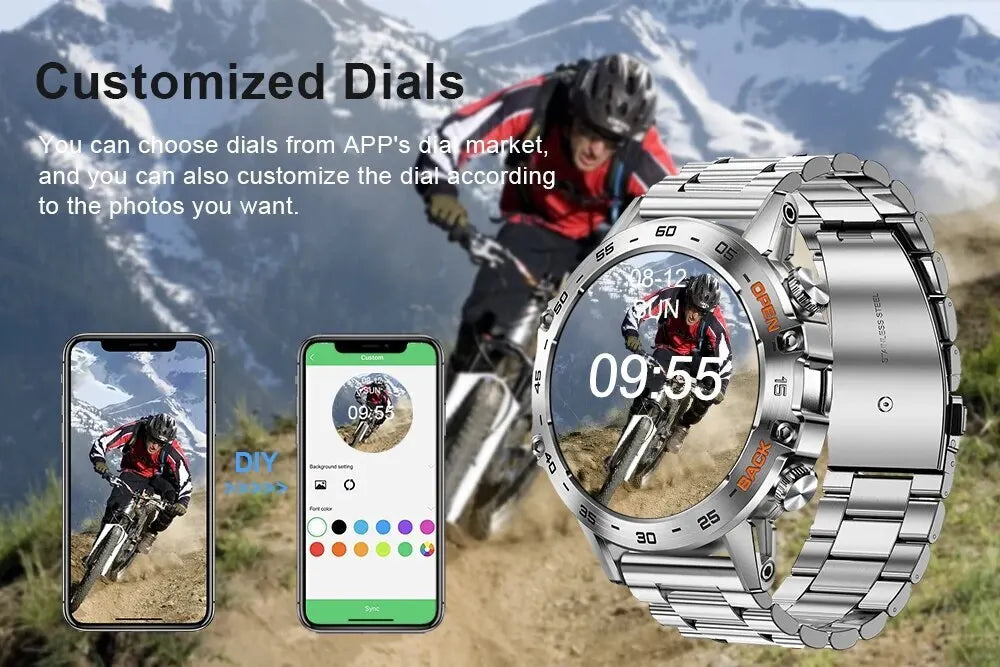 Smartwatch 1.39" Bluetooth Fitness Heart Rate Health For Android IOS