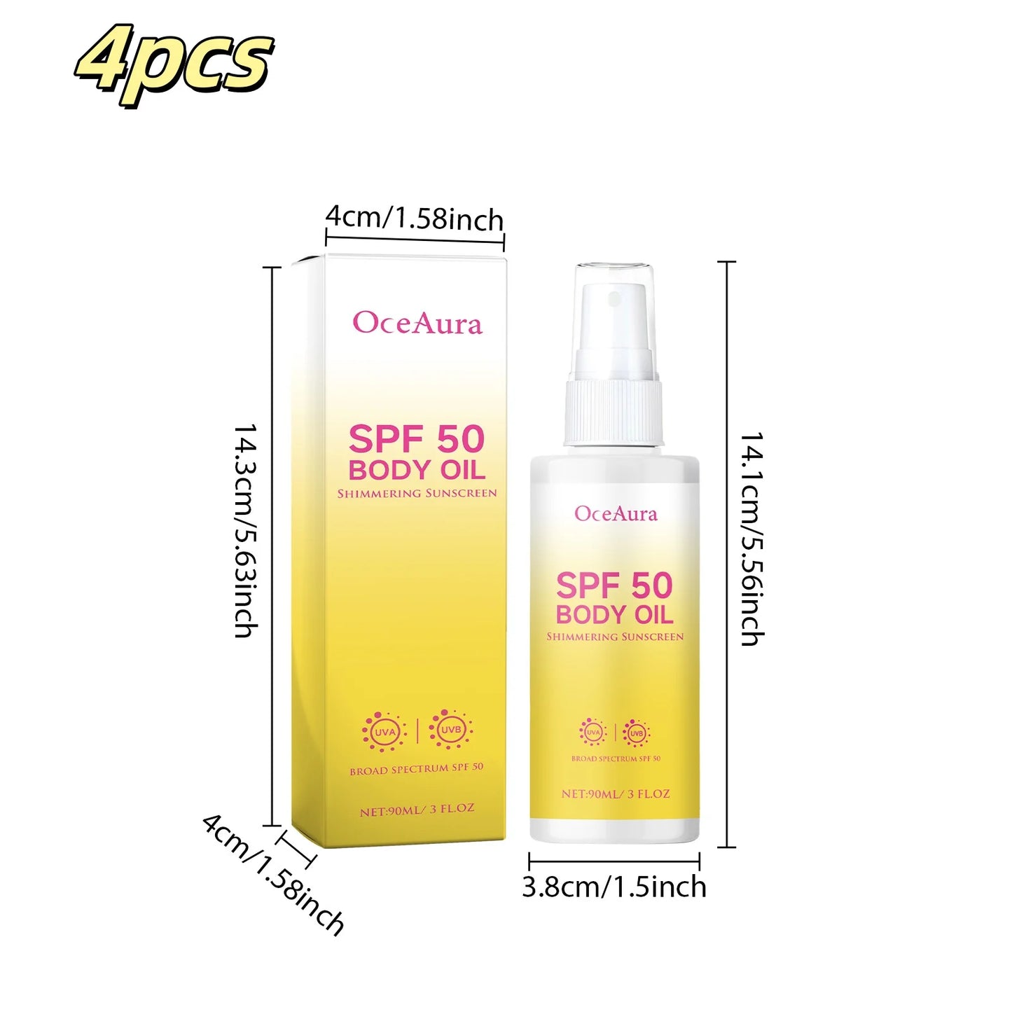 OceAura 90ml Body Oil Sunscreen Matte Sunblock UV Rays
