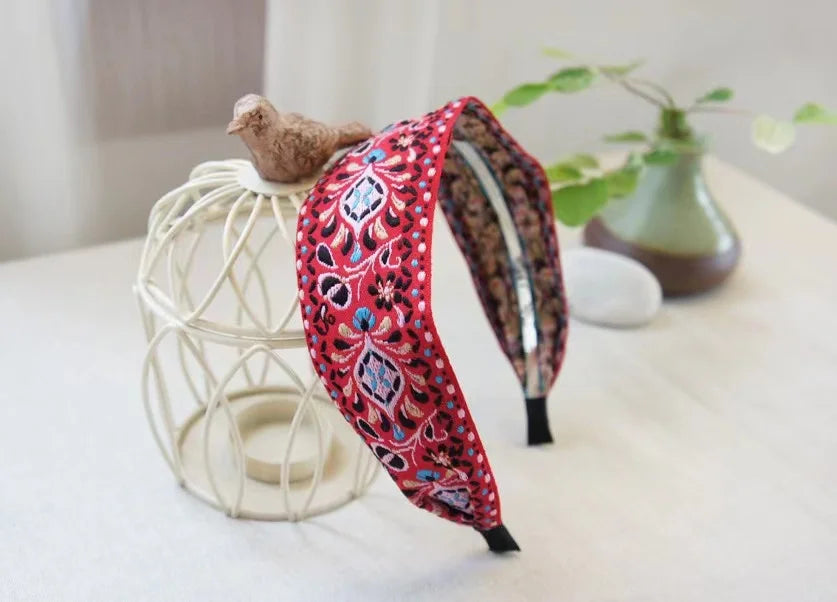 New Boho Flower Print Wide Headbands Vintage Hair Accessories