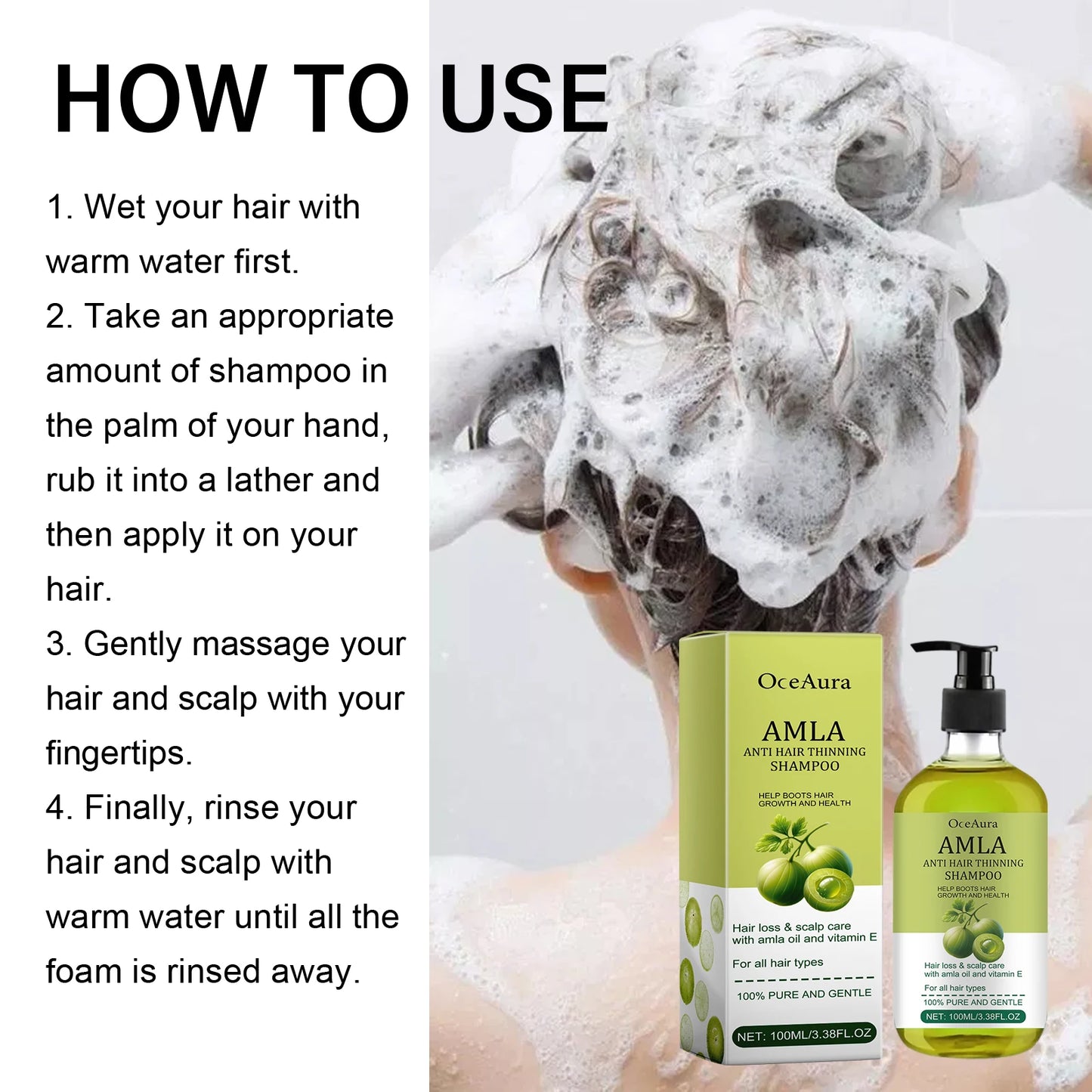 OceAura Anti Hair Thinning Shampoo Deeply Clean the Scalp Hair Moisturize the Scalp Prevent Dryness Anti Hair Thinning Shampoo