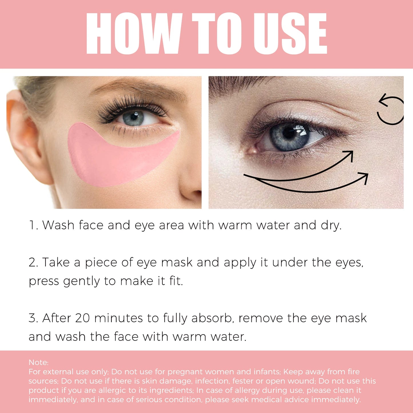 60pcs Rose Eye Mask Fades Fine Lines, Eye Bags, Dark Circles