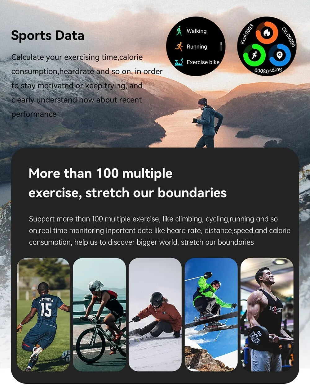 Smartwatch 1.39" Bluetooth Fitness Heart Rate Health For Android IOS