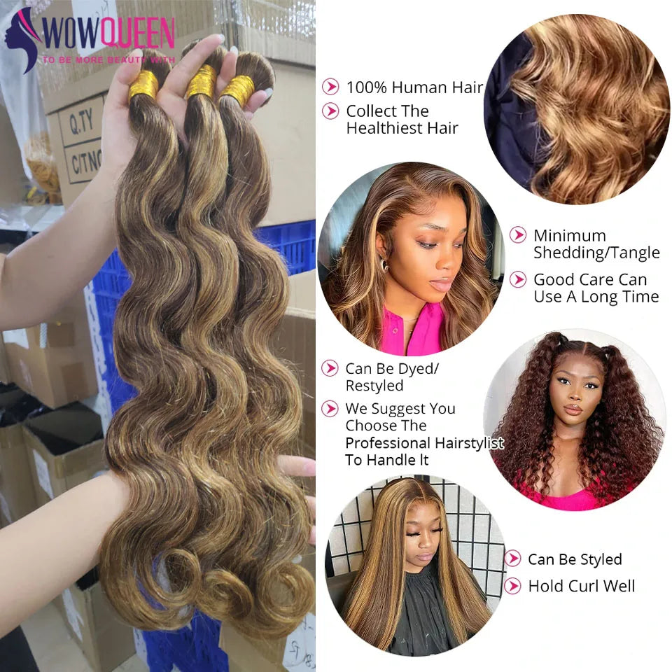 Highlight Body Wave Bundles Brazilian Hair Weave Bundles