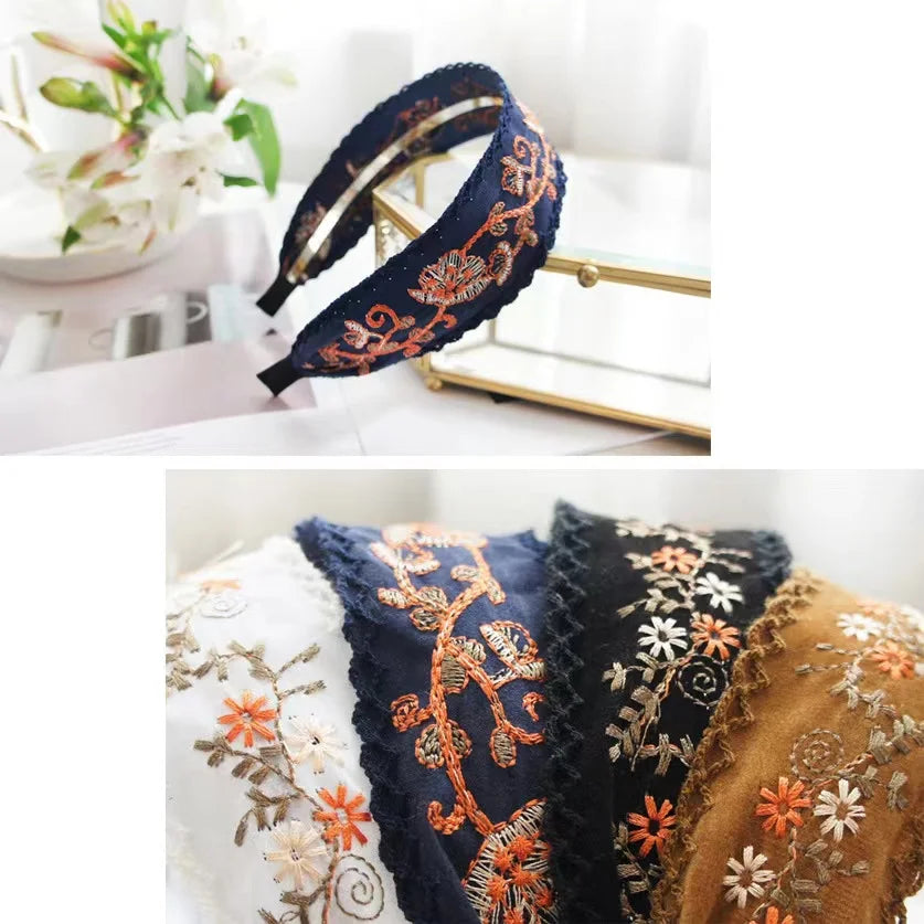 New Boho Flower Print Wide Headbands Vintage Hair Accessories