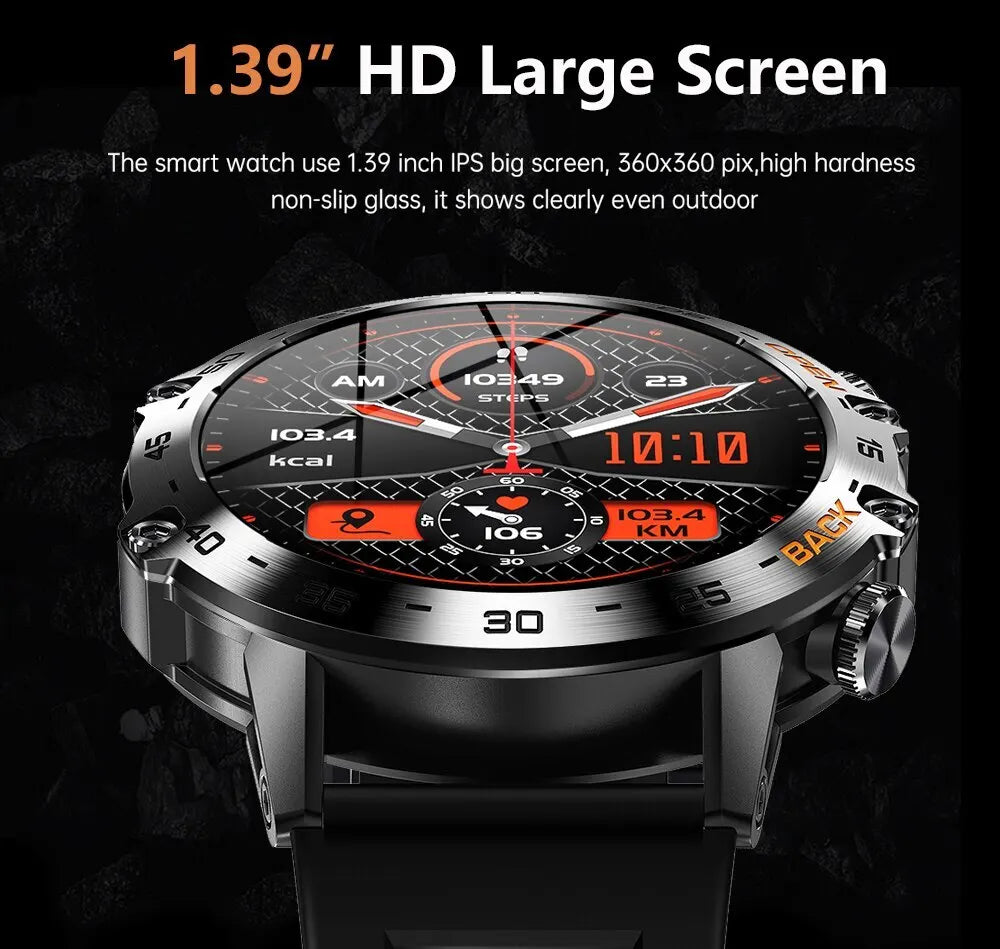 Smartwatch 1.39" Bluetooth Fitness Heart Rate Health For Android IOS