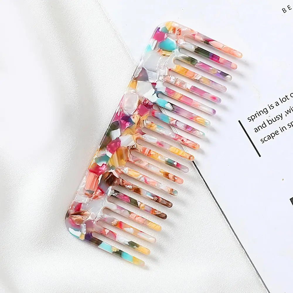 Acetate Hair Comb Antistatic Marbled Wide Tooth Detangling Comb Wide Tooth