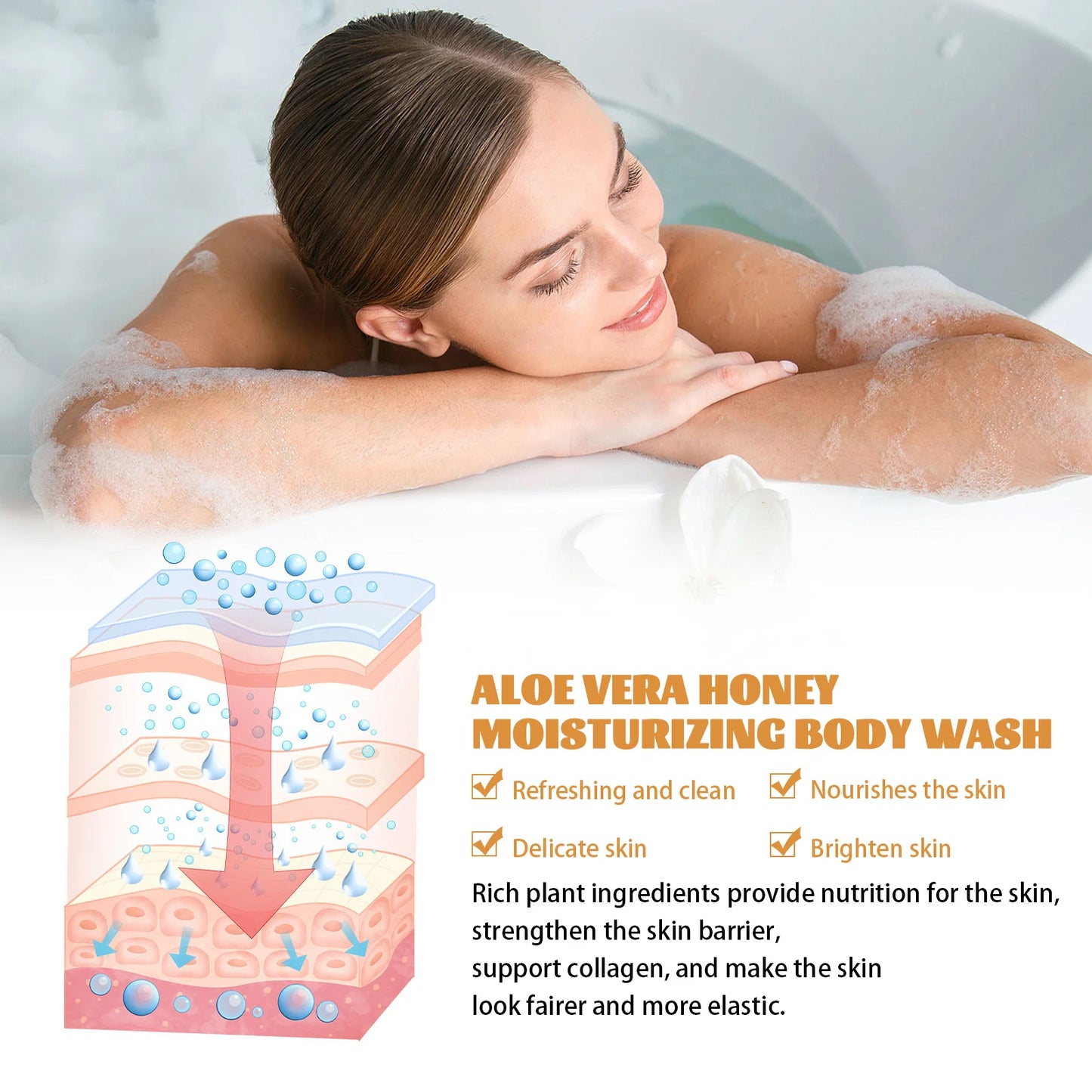 Honey Shower Gels Refreshing Moisturizing Body Wash Smooth Gentle