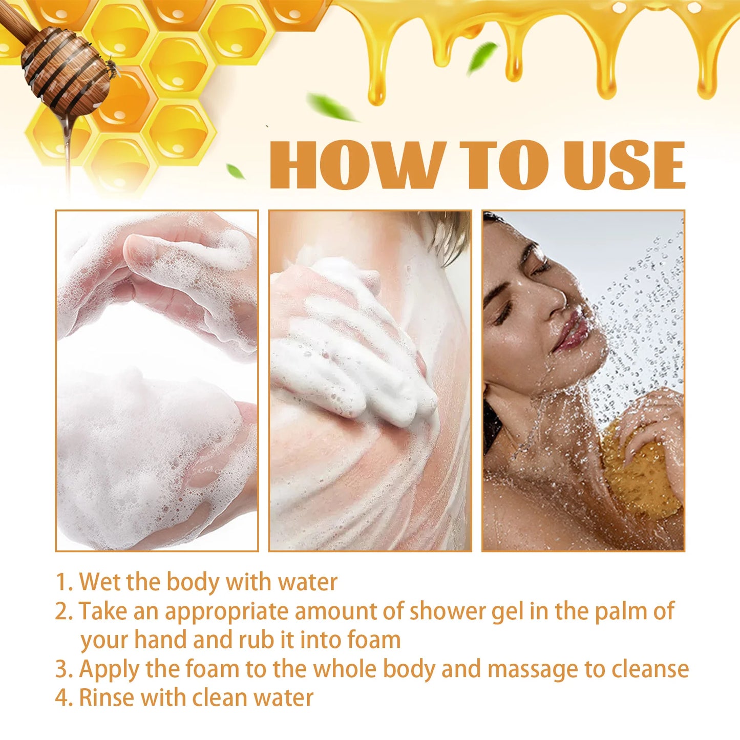 Honey Shower Gels Refreshing Moisturizing Body Wash Smooth Gentle