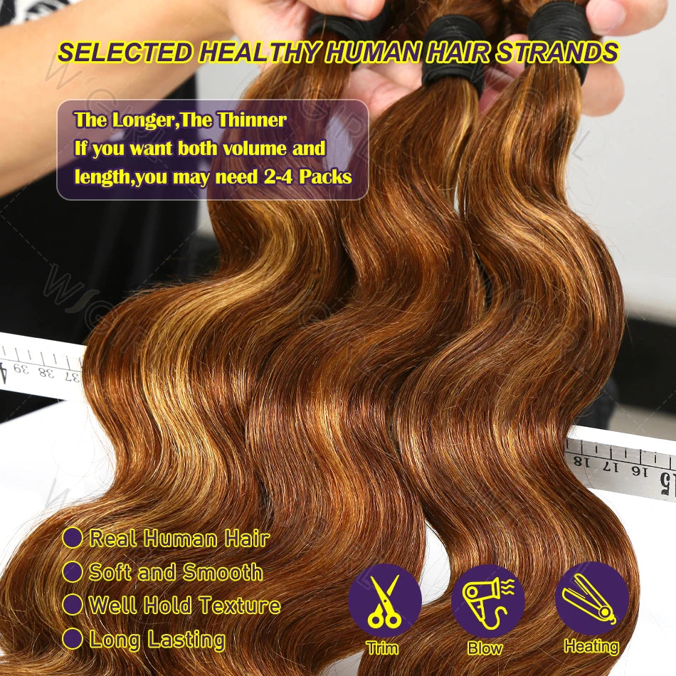 Wig girl Highlight Body Wave Raw Bundles 100% Human Hair