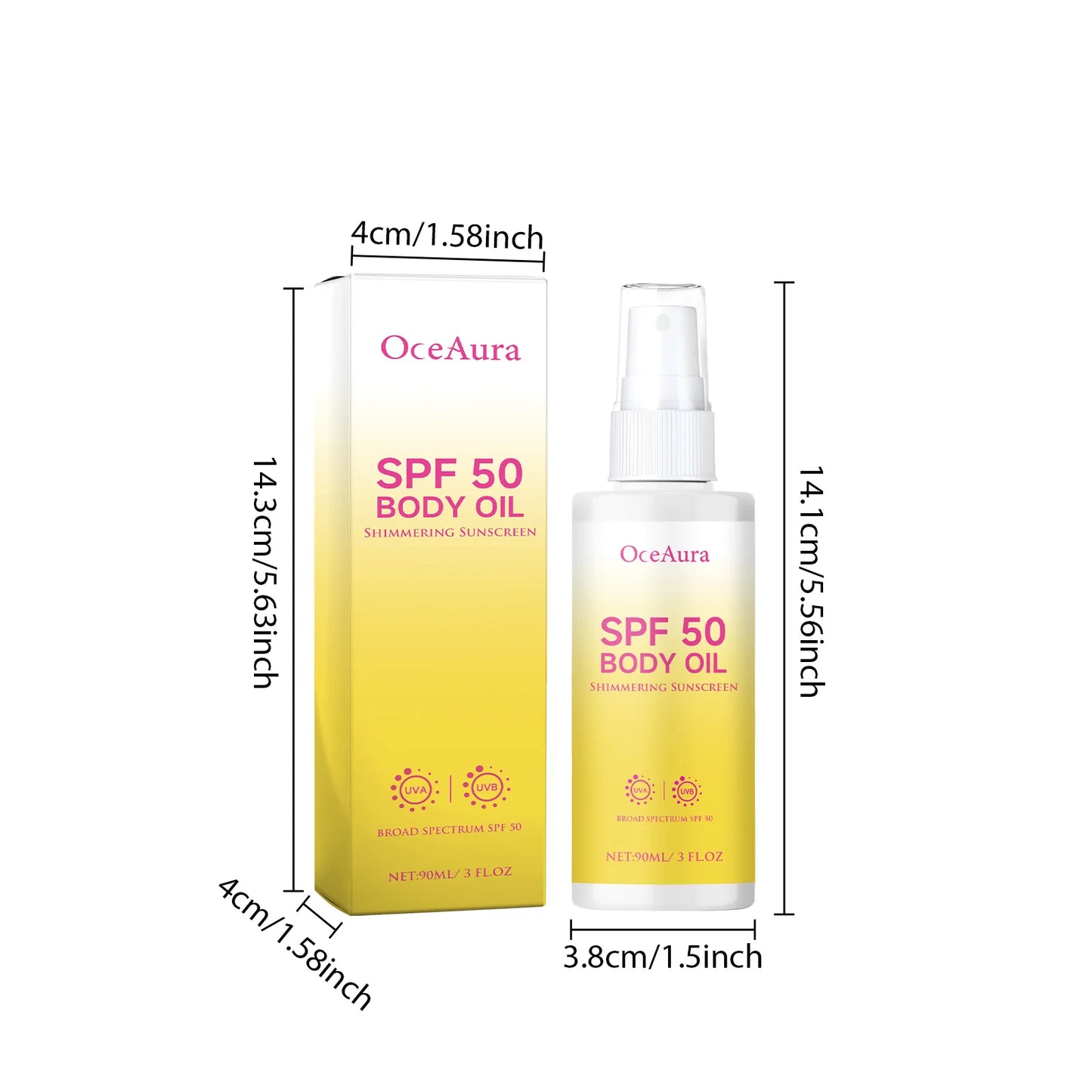 OceAura 90ml Body Oil Sunscreen Matte Sunblock UV Rays