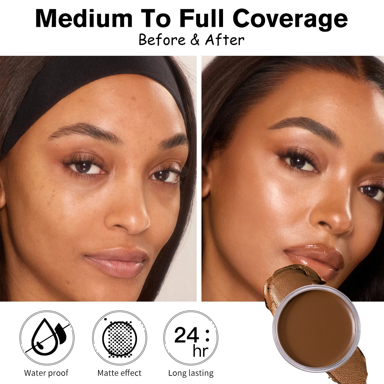 Waterproof Foundation Full Coverage, Oil-control Matte Cream Foundation