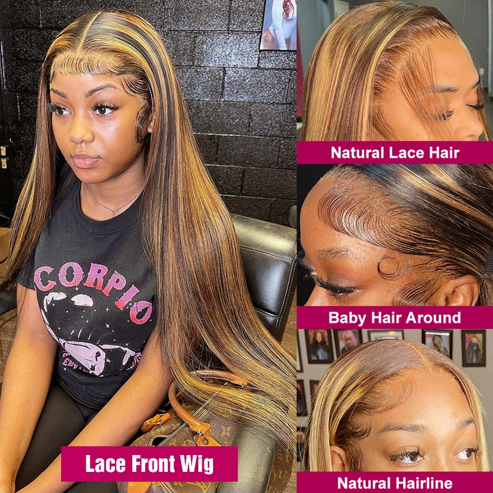 Highlight Glue less Wig Human Hair Ready To Wear And Go For Women 13x6