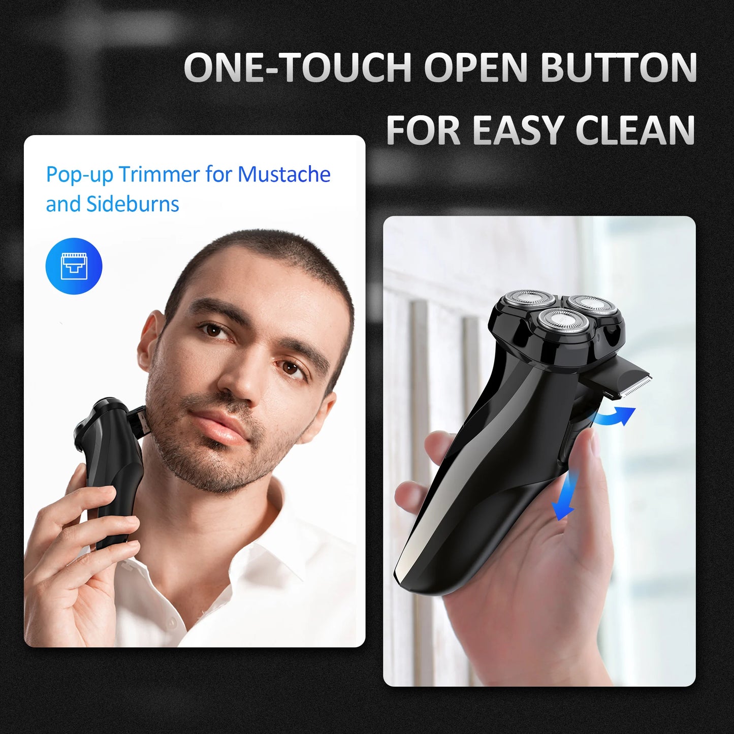 2 in 1 Electric Shaver 3D Men Razor Beard Trimmer With LCD Display IPX7 Waterproof