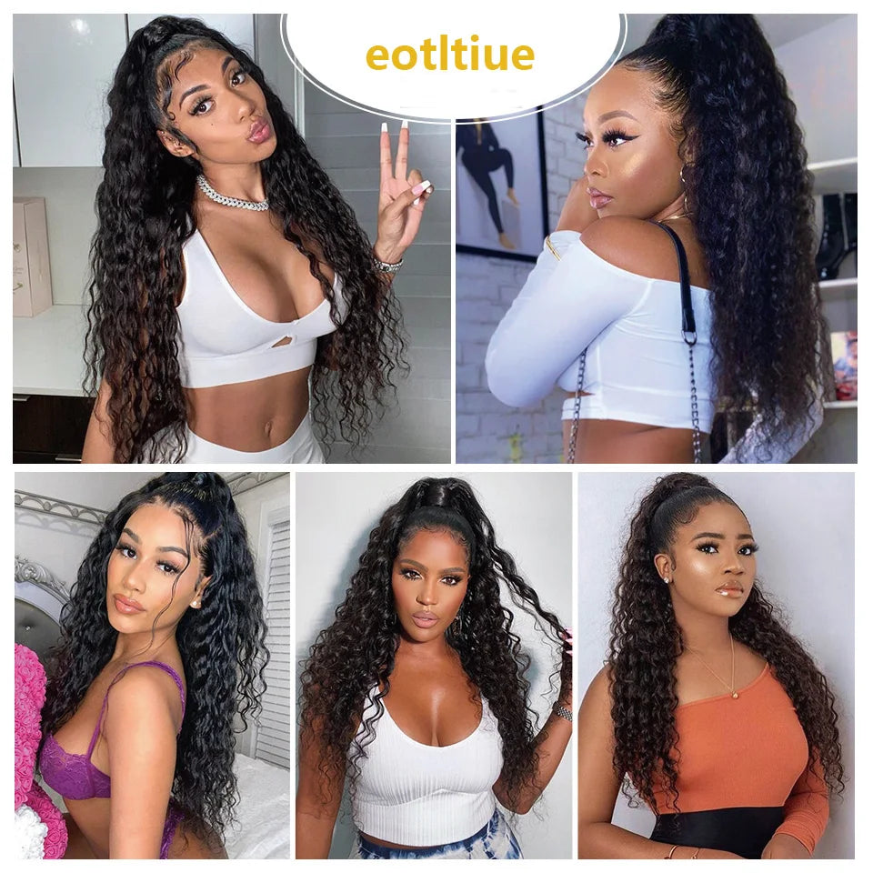 Kinky Curly Hair Extensions Drawstring Puff Ponytail Brazilian Real Human