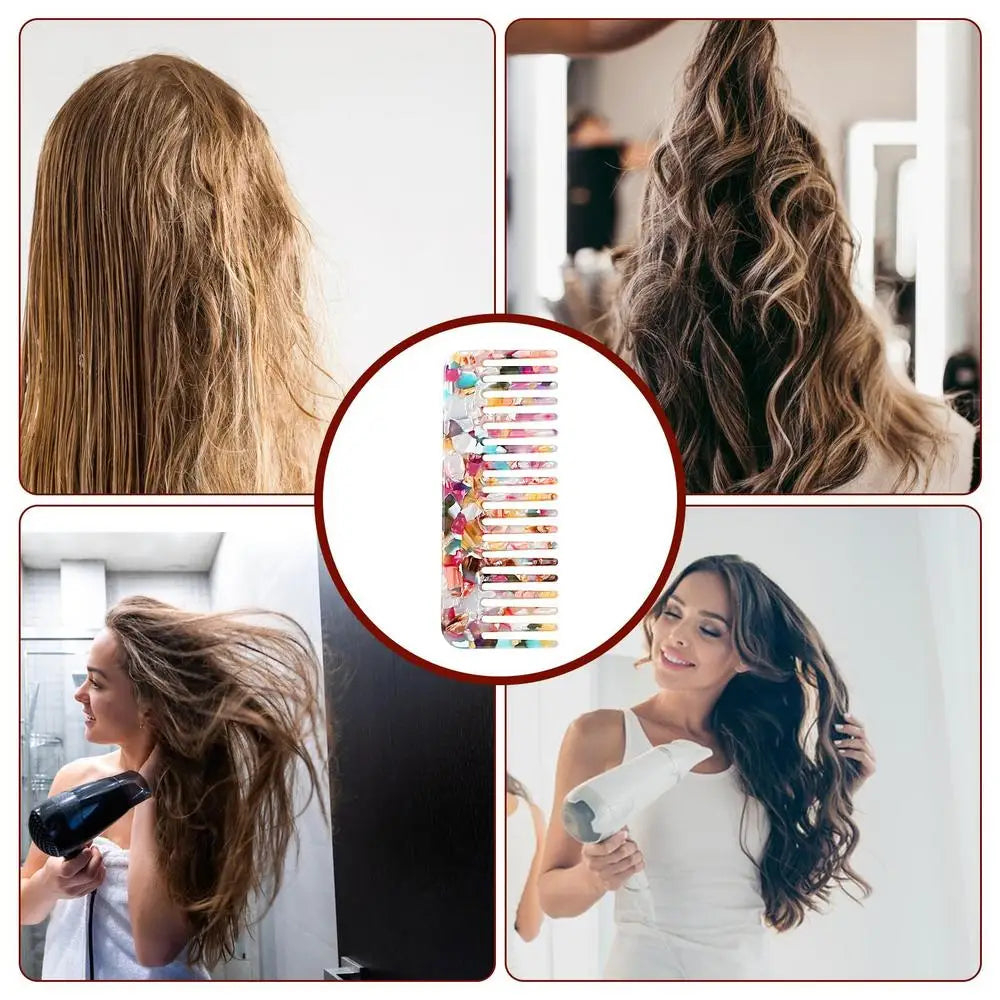 Acetate Hair Comb Antistatic Marbled Wide Tooth Detangling Comb Wide Tooth