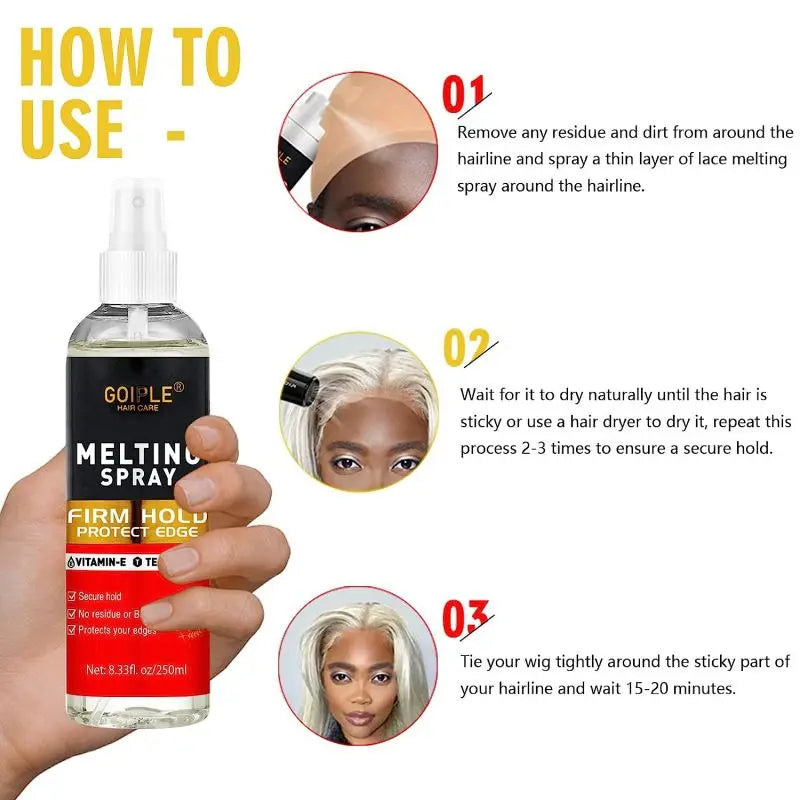 Melting and Holding Spray for Lace Wigs Invisible Bond