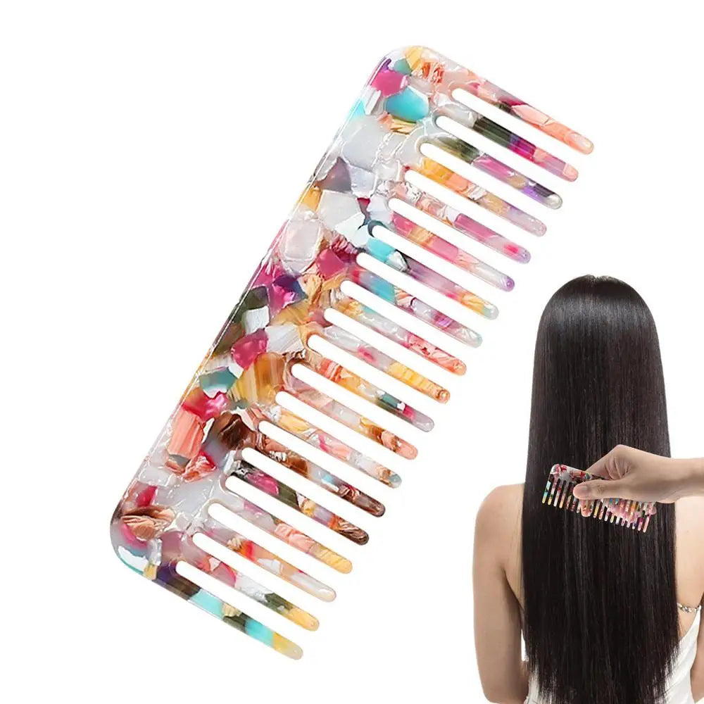 Acetate Hair Comb Antistatic Marbled Wide Tooth Detangling Comb Wide Tooth