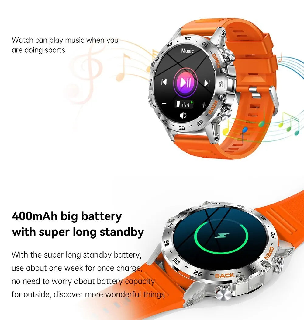 Smartwatch 1.39" Bluetooth Fitness Heart Rate Health For Android IOS
