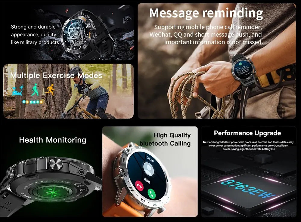 Smartwatch 1.39" Bluetooth Fitness Heart Rate Health For Android IOS