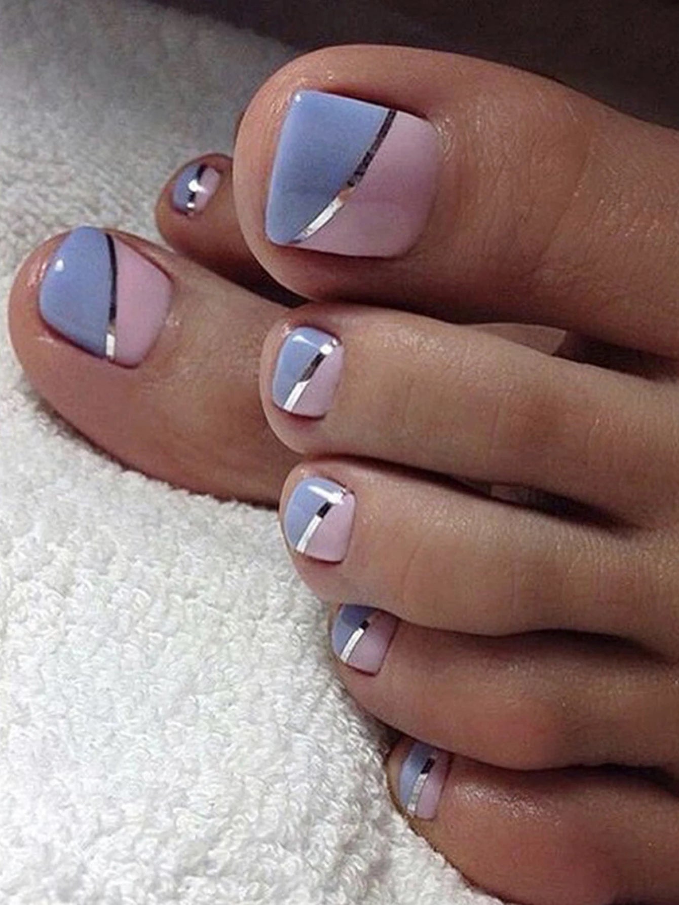 Summer Simple Fake Toenails Full Cover Square