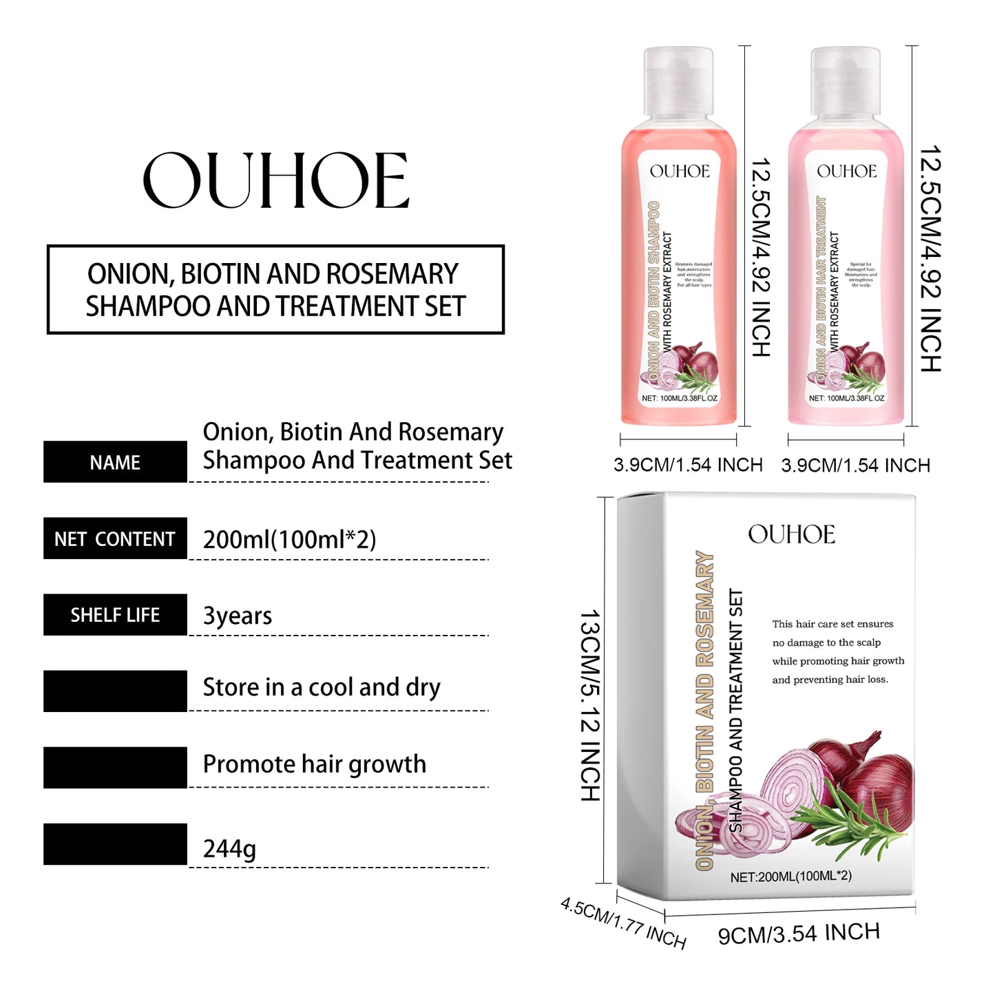 Biotin Rosemary Shampoo Care Set Shampoo Conditioner For All Hair Types