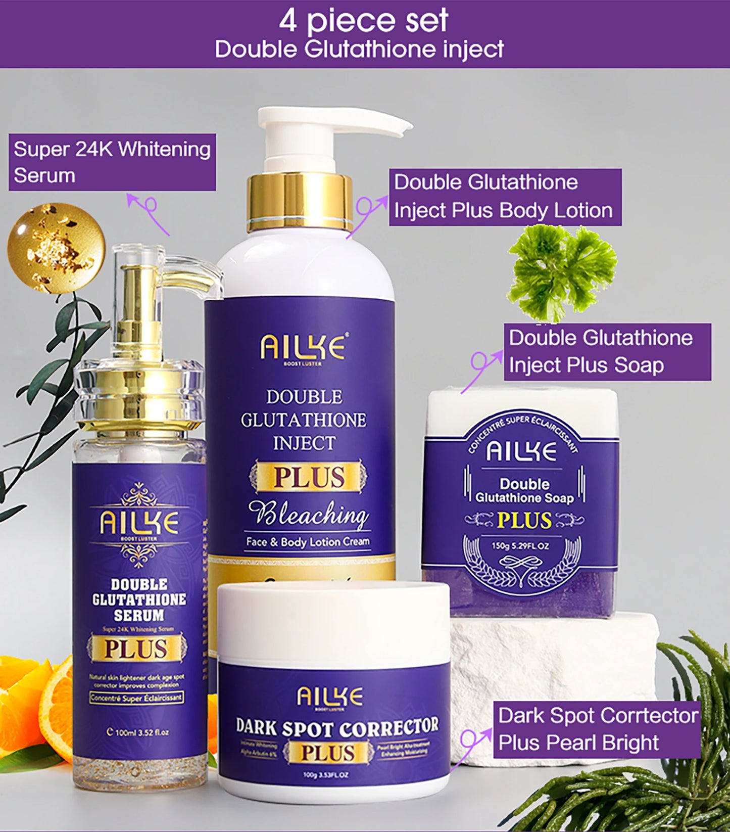 Whitening, Dark Spot & Sun Spot Removal Set, Brightening Shades, With Double Glutathione, Highly Concentrated Skin Care