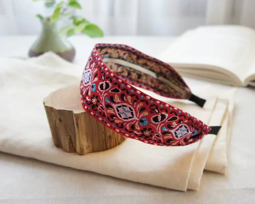 New Boho Flower Print Wide Headbands Vintage Hair Accessories