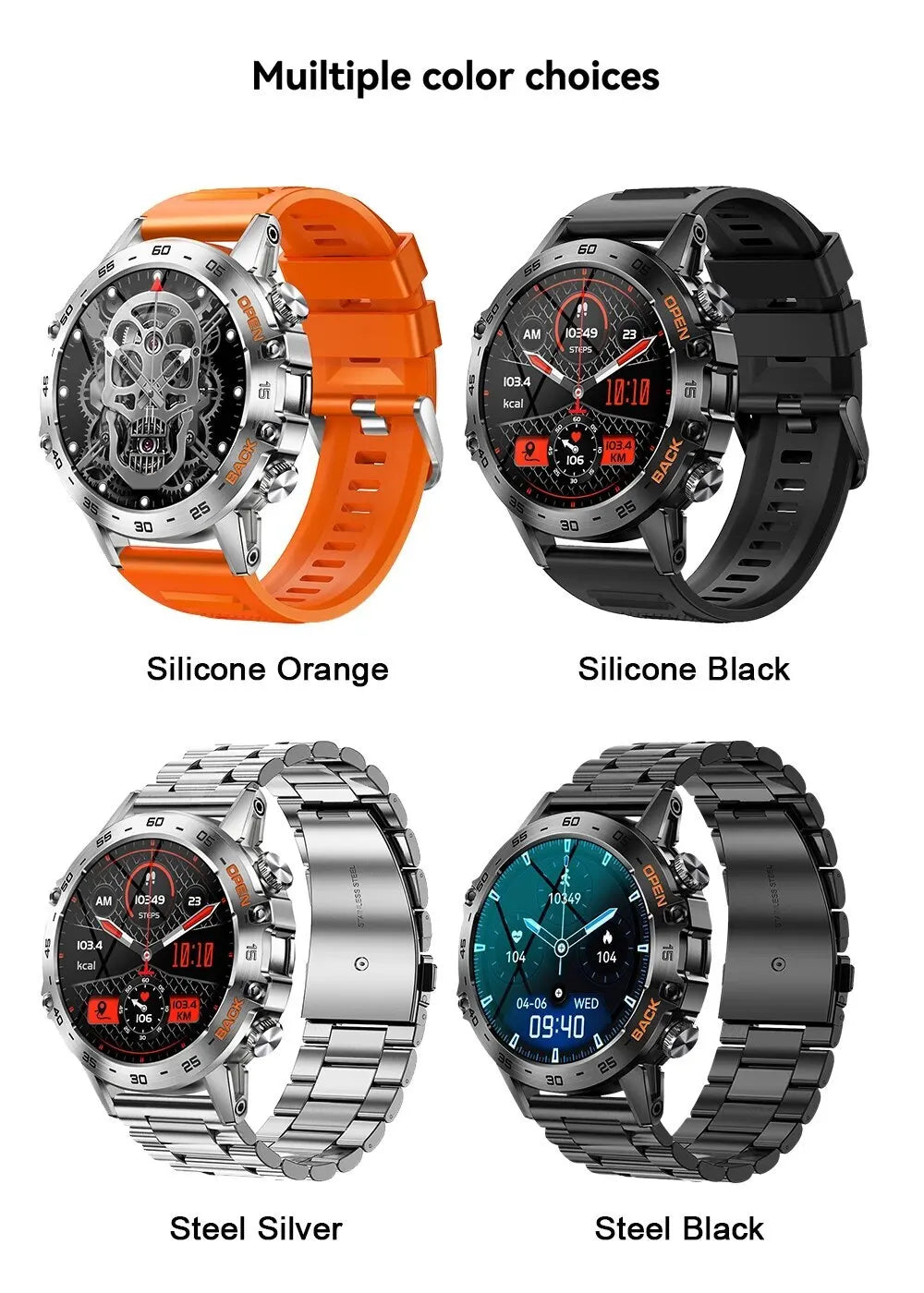 Smartwatch 1.39" Bluetooth Fitness Heart Rate Health For Android IOS