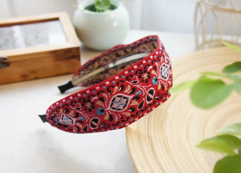 New Boho Flower Print Wide Headbands Vintage Hair Accessories