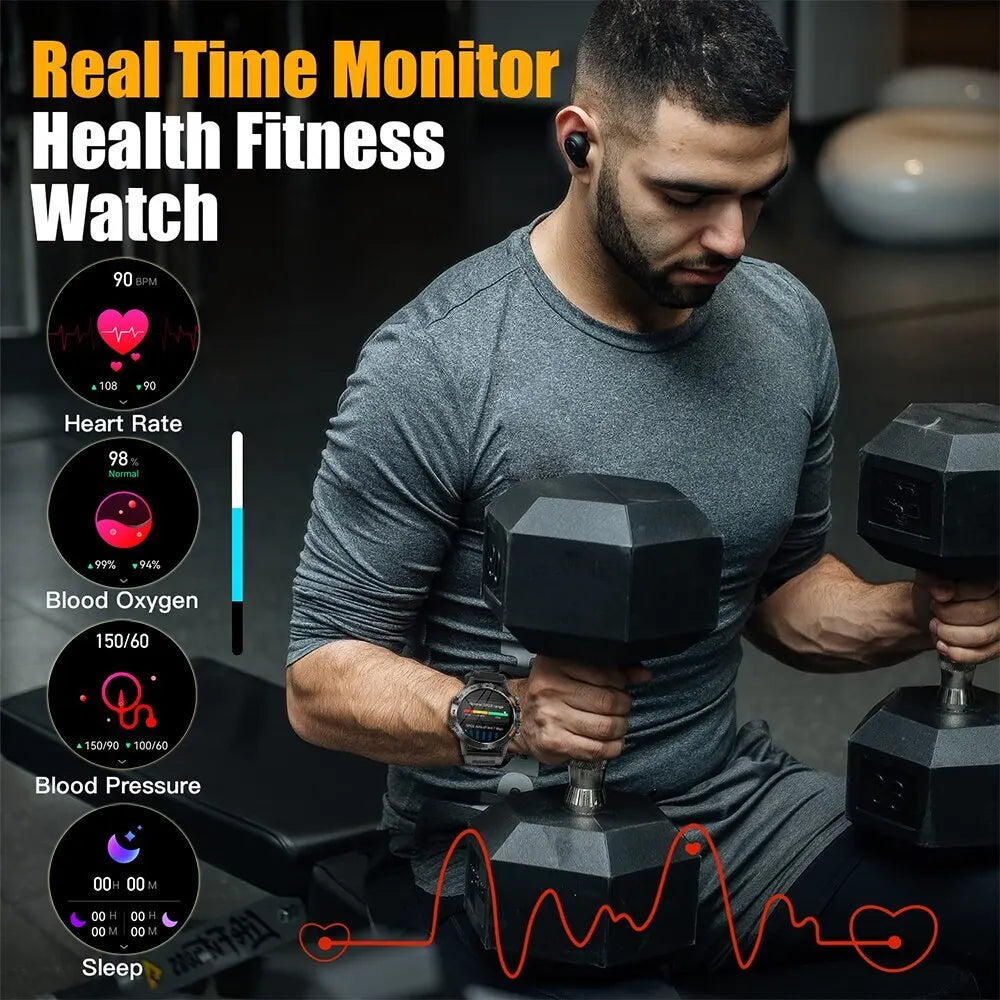 Smartwatch 1.39" Bluetooth Fitness Heart Rate Health For Android IOS