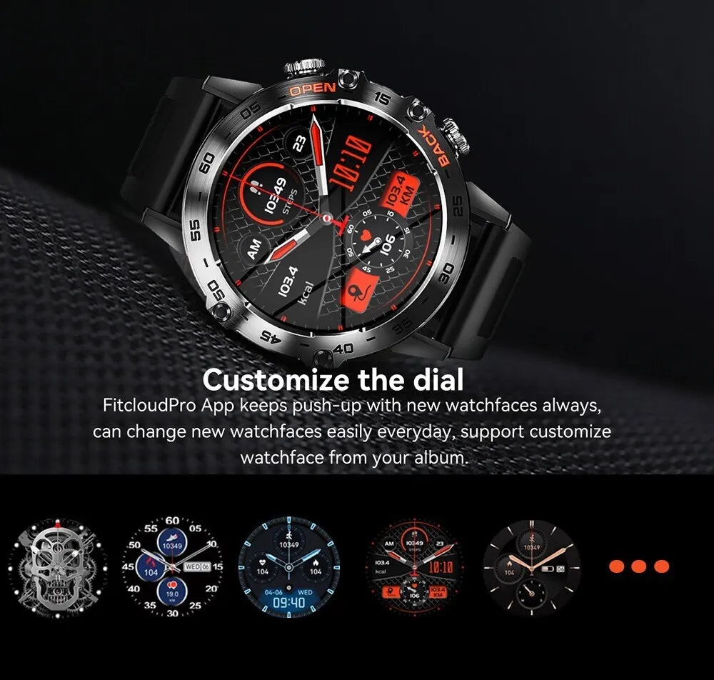 Smartwatch 1.39" Bluetooth Fitness Heart Rate Health For Android IOS