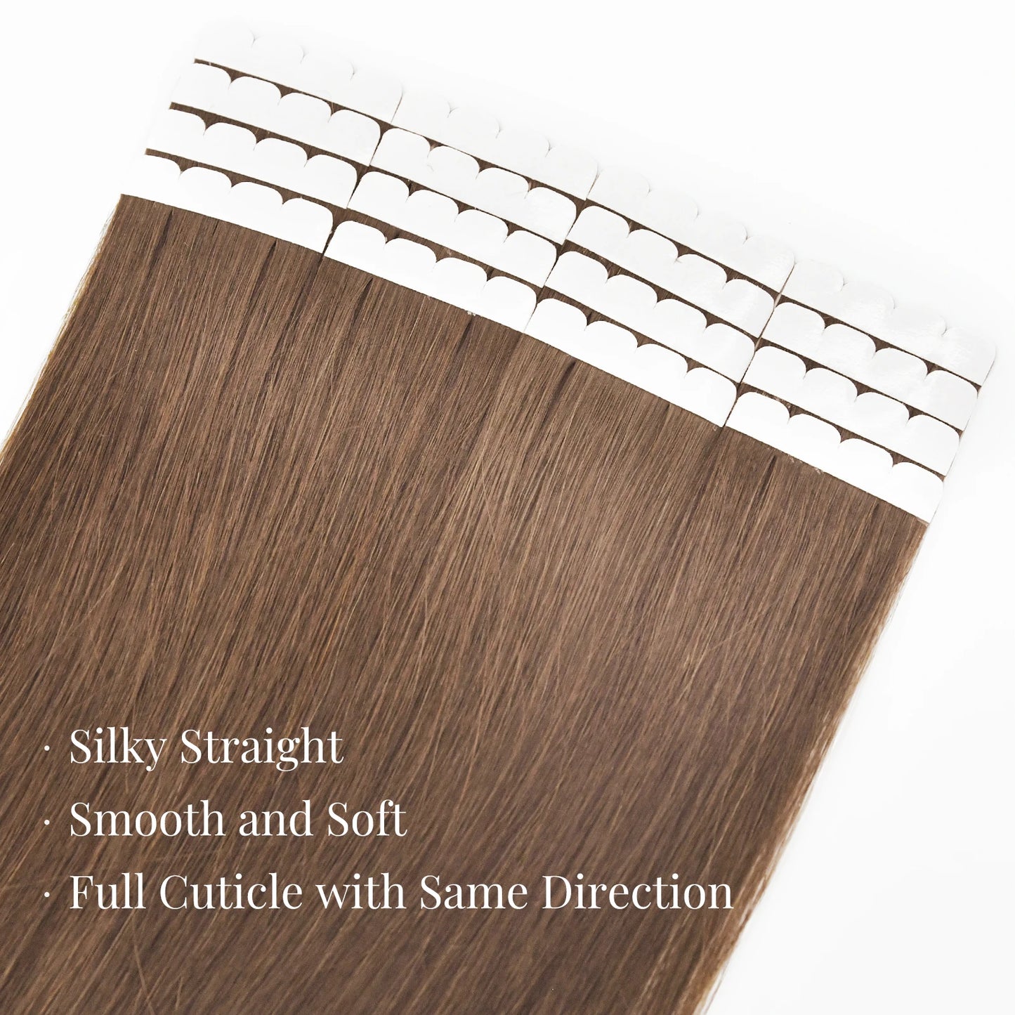 16pcs Ash Brown Mini Tape In 100% Human Hair Extensions Strap Seamless Invisible Straight Strap Real Human Hair 12''-24''