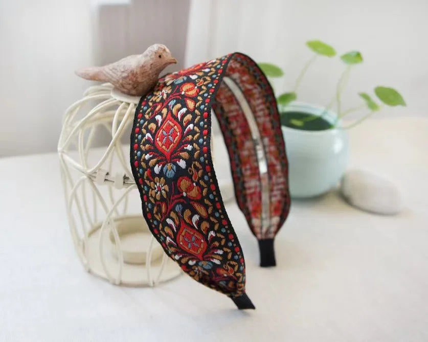 New Boho Flower Print Wide Headbands Vintage Hair Accessories