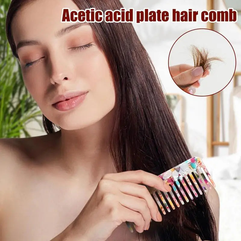 Acetate Hair Comb Antistatic Marbled Wide Tooth Detangling Comb Wide Tooth
