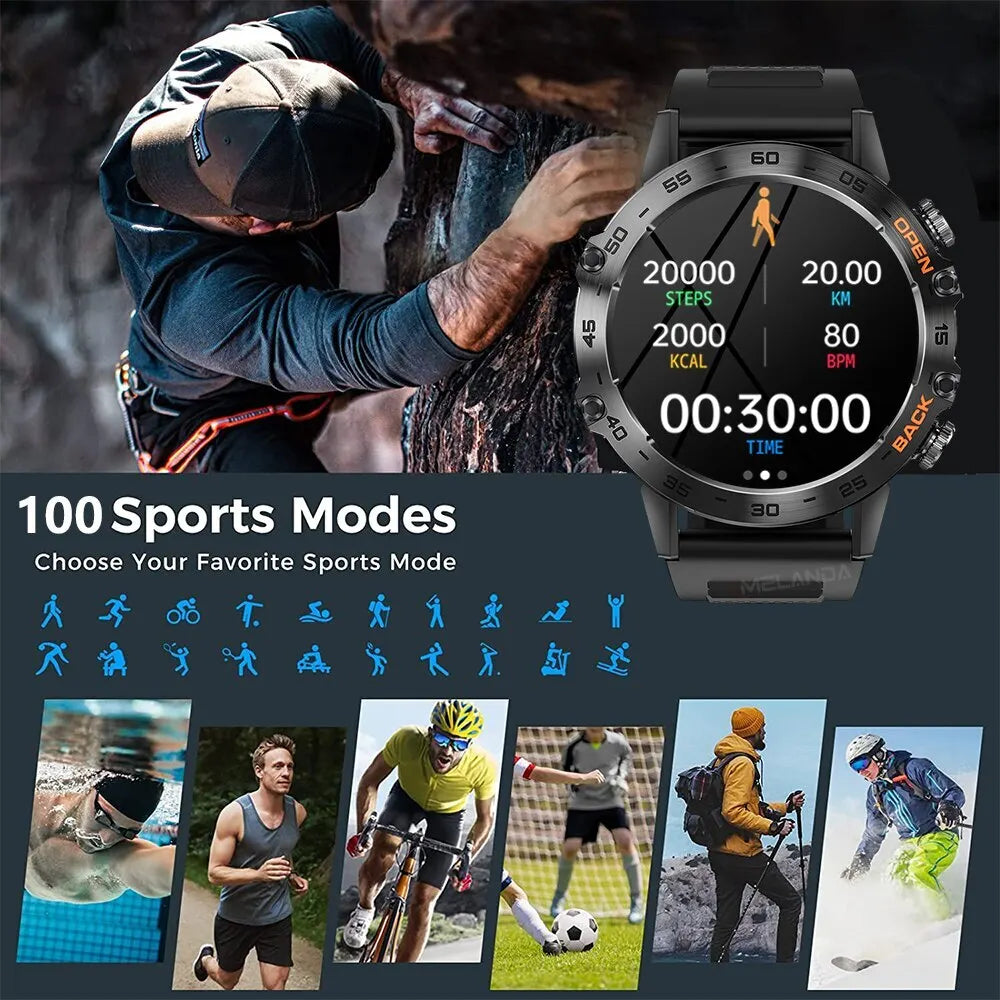Smartwatch 1.39" Bluetooth Fitness Heart Rate Health For Android IOS