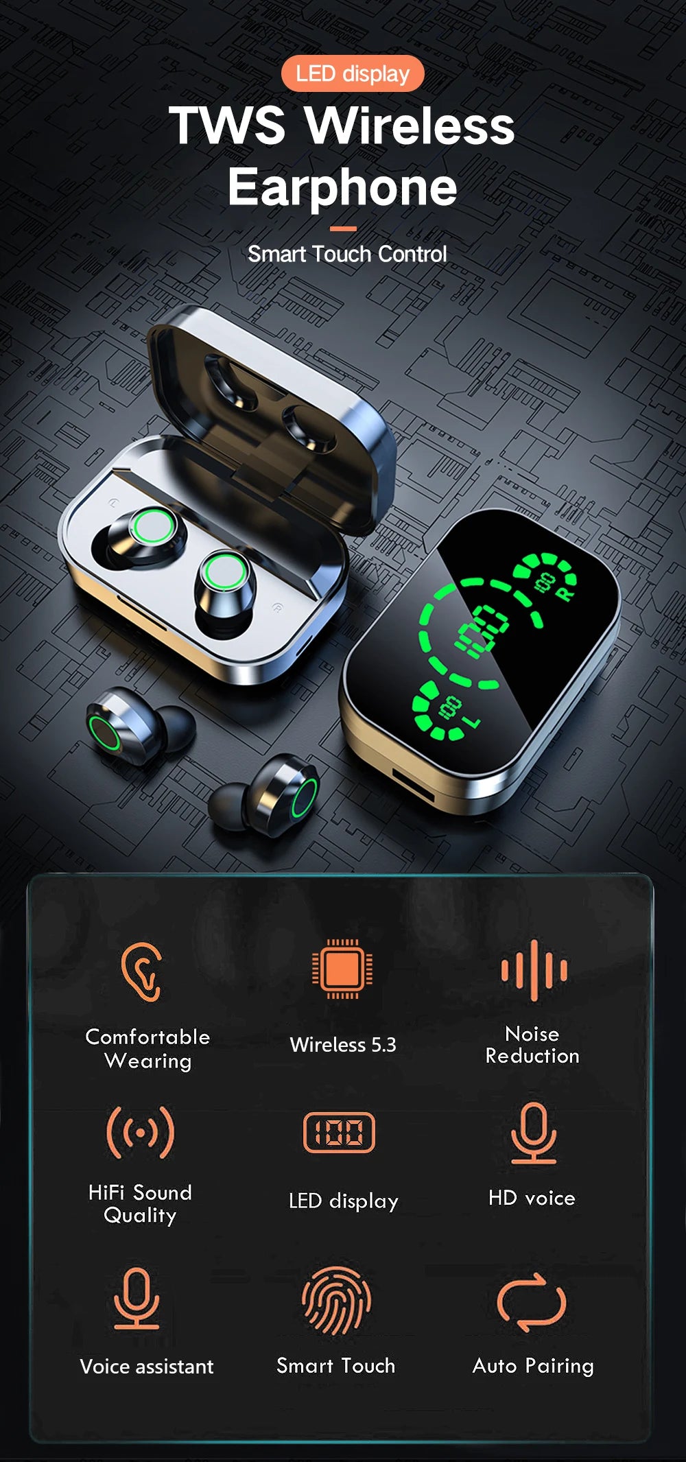 NES TWS Wireless Bluetooth Earphones Sport Stereo Headphones HiFi Music Earbuds With Built-in Microphone HD Call Gaming Headset