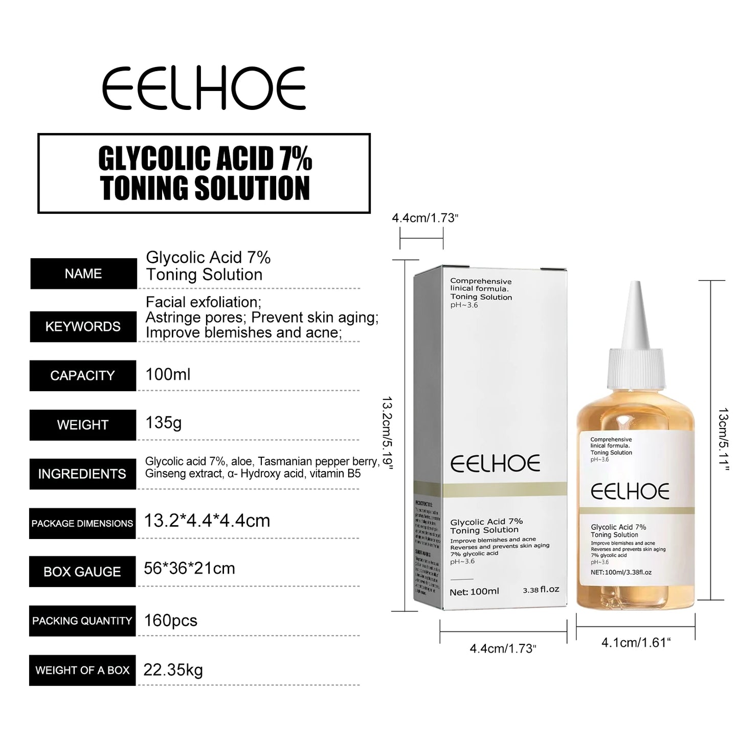 Glycolic Acid 7% Toner Shrink Pores Repair Facial Hydrates