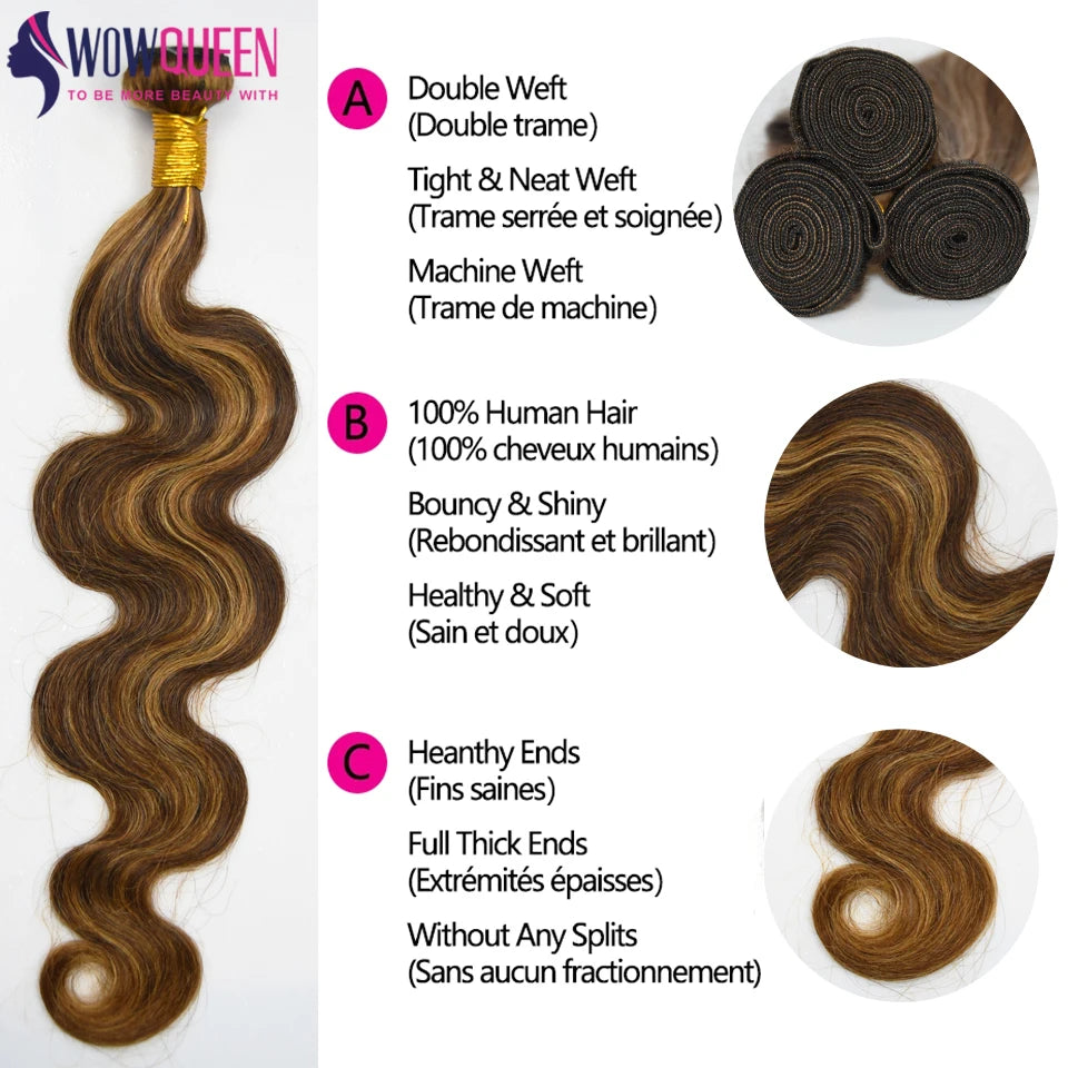 Highlight Body Wave Bundles Brazilian Hair Weave Bundles