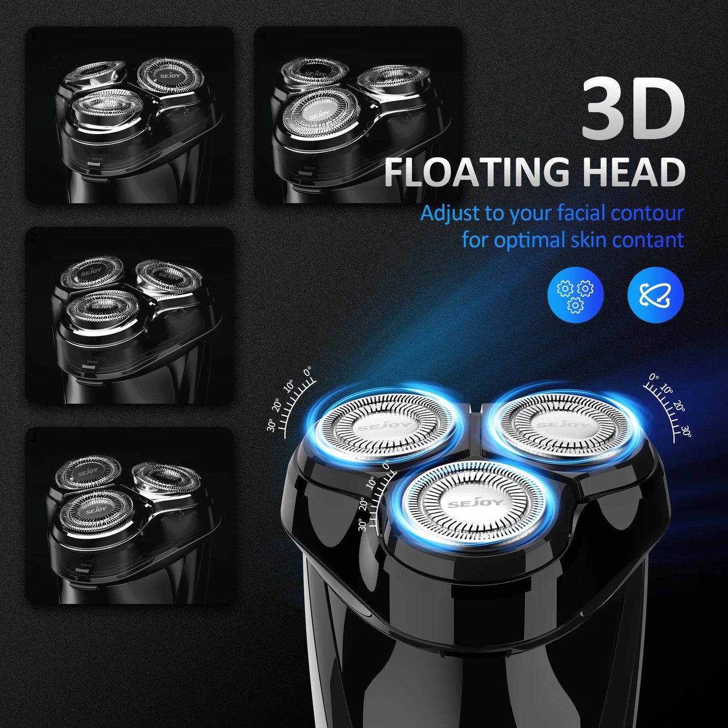 2 in 1 Electric Shaver 3D Men Razor Beard Trimmer With LCD Display IPX7 Waterproof