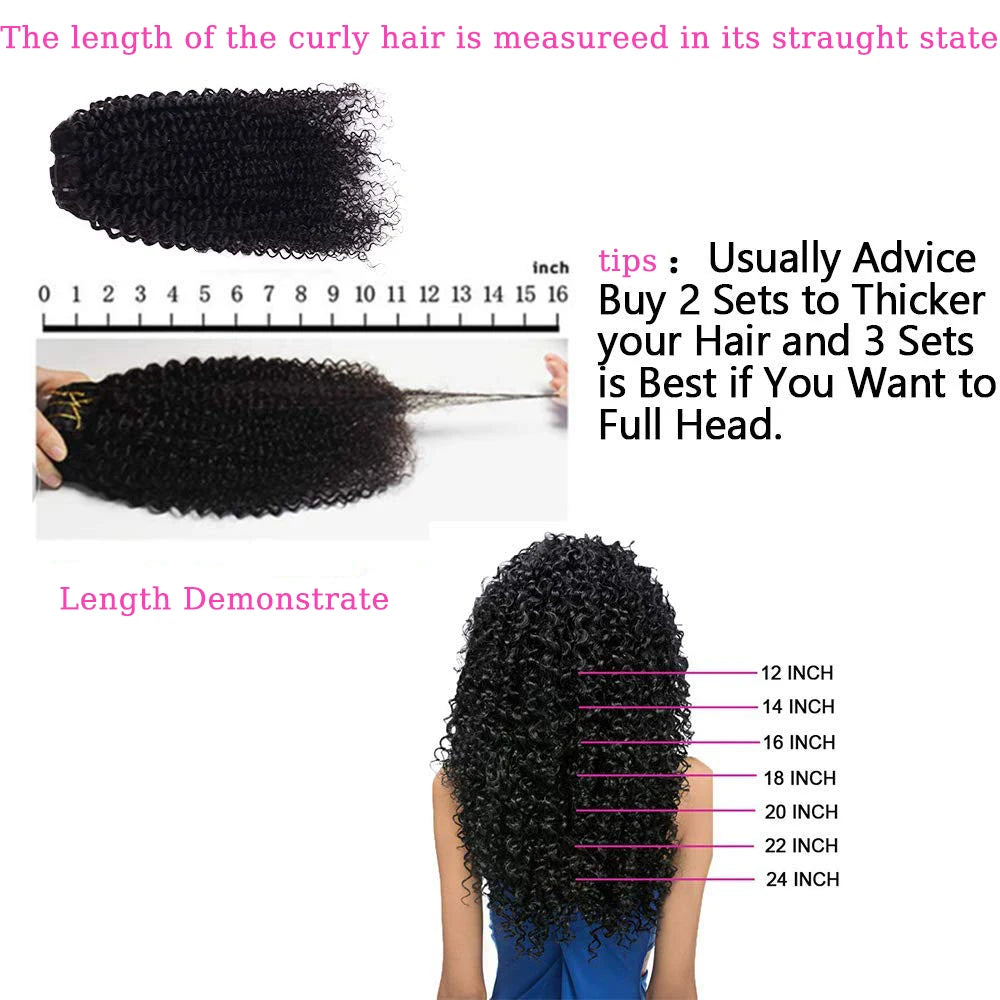 Kinky Curly Hair Extensions Drawstring Puff Ponytail Brazilian Real Human
