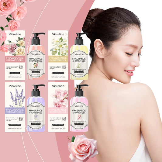 Viareline 100ml Floral Fragrance Shower Gel Series Moisturizing Care Skin Repair Dry Rough Skin Lasting Scent Exfoliate Bath Gel